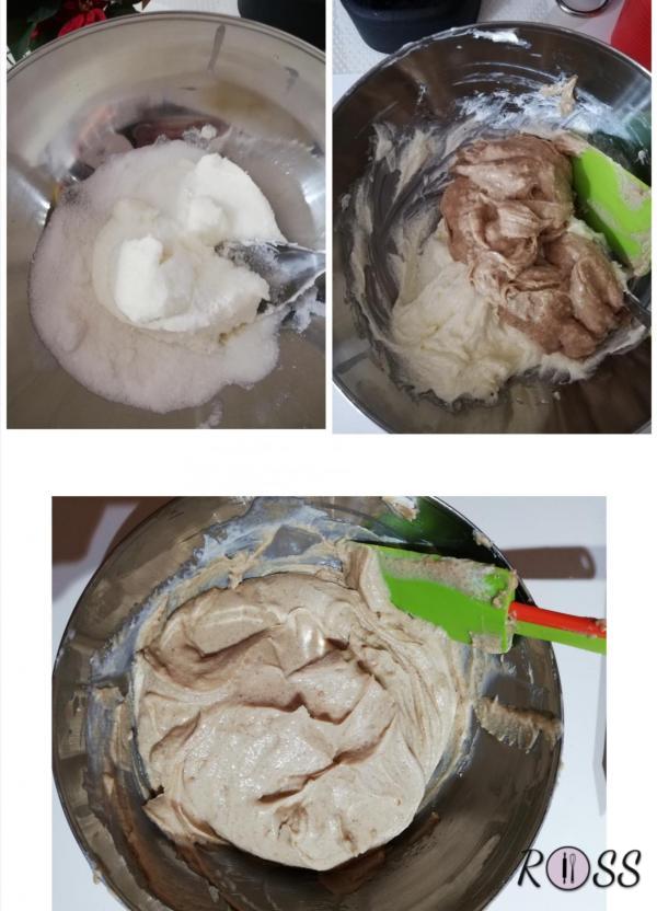 A parte, in un'altra terrina, lavorate il mascarpone con lo zucchero.
Aggiungete a questa la crema di castagne.
Mescolate e trasferite in una sac à poche con beccuccio liscio.
